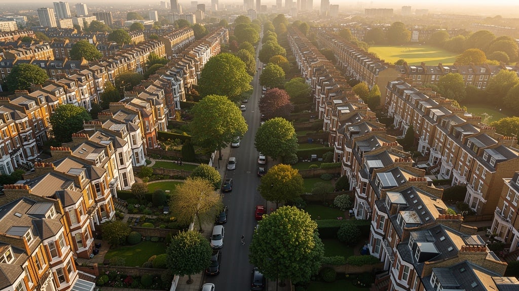 North London residential properties aerial view