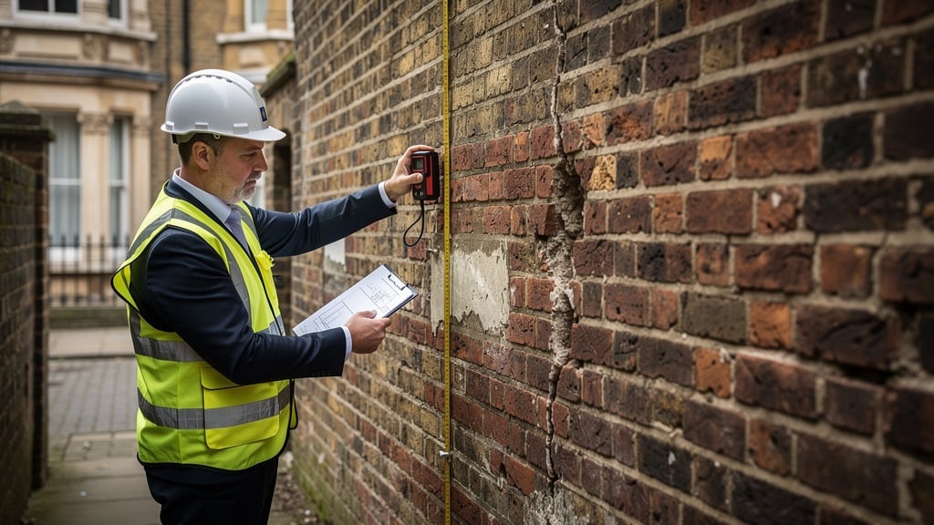 Party wall between terraced houses requiring survey